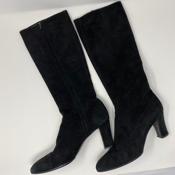 chanel suede knee high boots - Picture 1 of 10